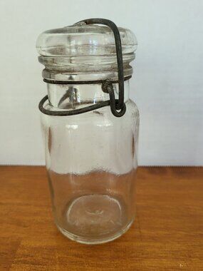 Vintage Anchor Hocking Canning Jar with Glass Lid and Wire Bail Rustic Farmhouse